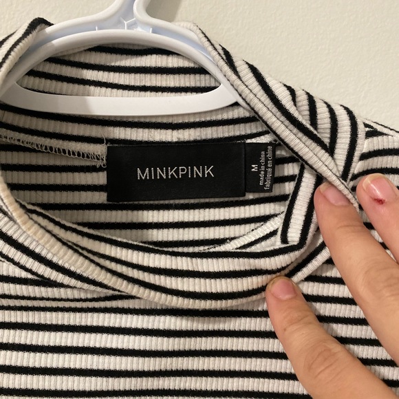 Mink pink black and white stripped flowy dress. Turtle neck! Size medium - Picture 2 of 4